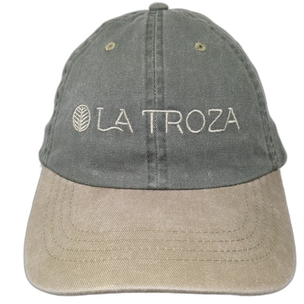 DKPS Baseball Cap Green Beige One Size La Troza Embroidered Strapback Hat Cotton